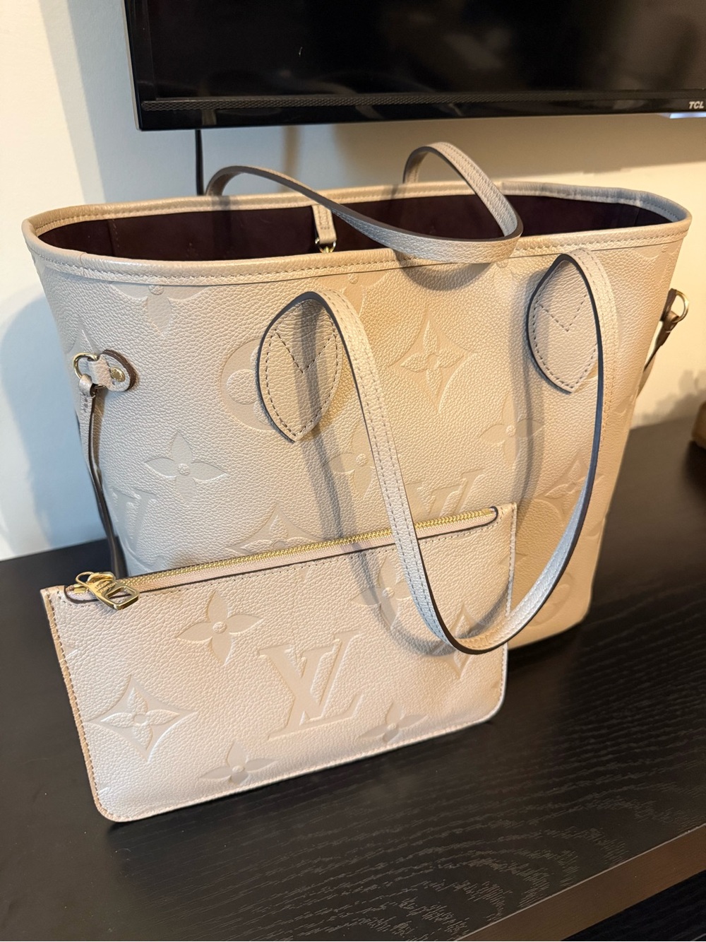 Louis Vuitton Neverfull MM Empreinte Tourterelle M45688 + Receipt, Box & Extras